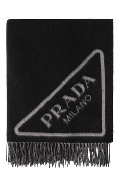 Кашемировый плед PRADA черного цвета, арт. 1QA002-2D3H-F0700 | Фото 4 (Нос: Не проставлено; Материал: Шерсть, Кашемир, Текстиль; Региональные ограничения белый список (Axapta Mercury): Не проставлено)