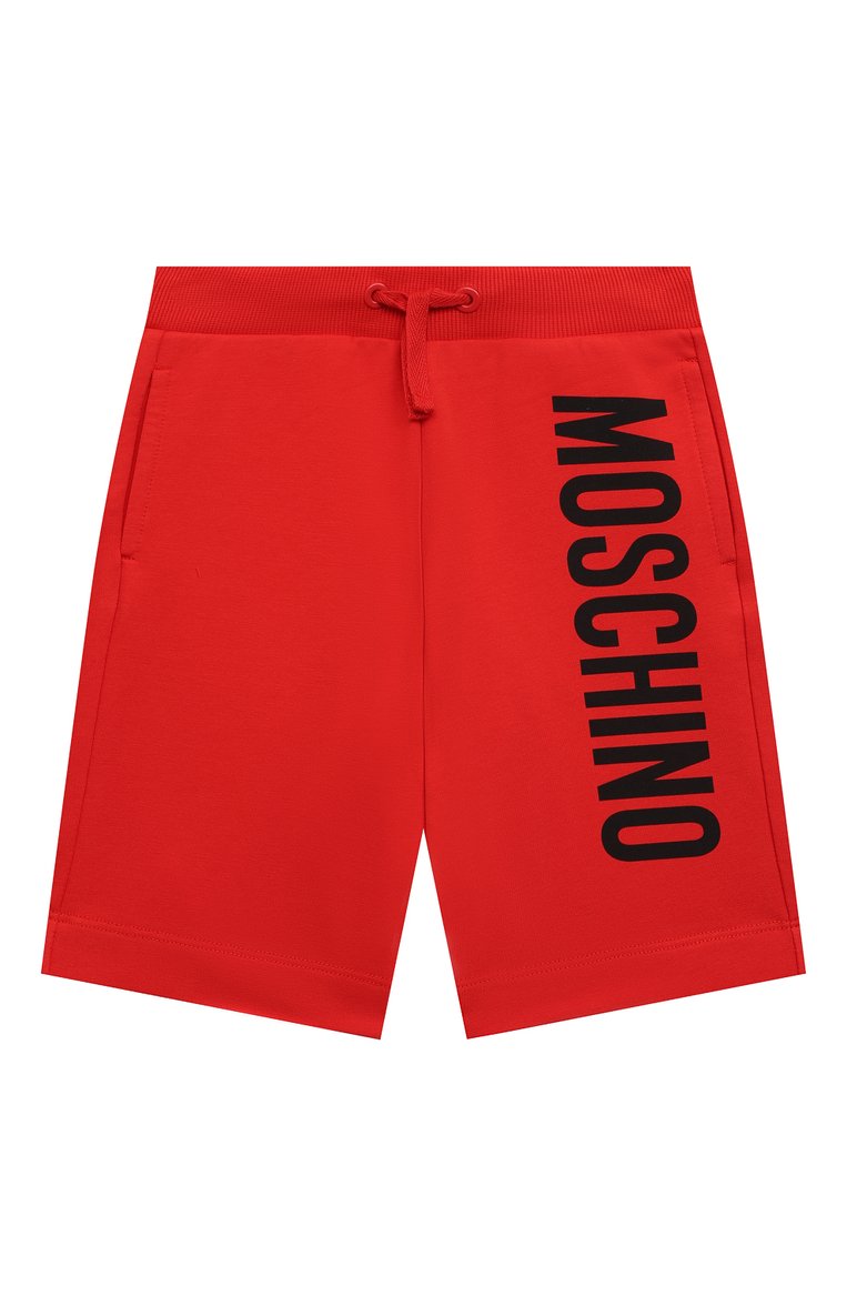 Детские хлопковые шорты MOSCHINO красного цвета, арт. HMQ007/LDA27/4A-8A | Фото 1 (Материал внешний: Хлопок; Мальчики Кросс-КТ: Шорты-одежда; Региональные ограничения белый список (Axapta Mercury): RU; Нос: Не проставлено; Ростовка одежда: 4 года | 104 см, 5 лет | 110 см, 6 лет | 116 см, 8 лет | 128 см)