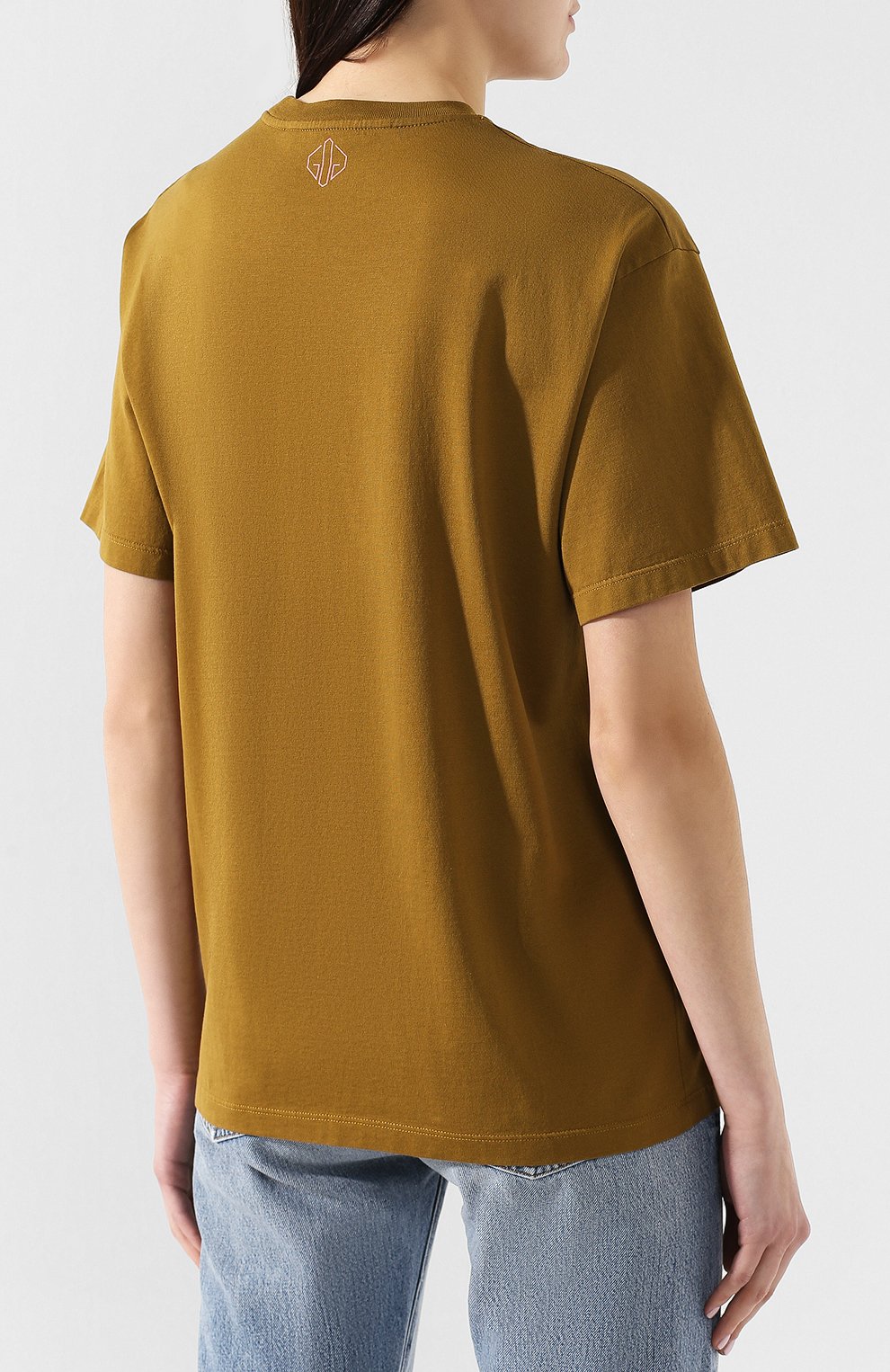 Хлопковая футболка GOLDEN GOOSE DELUXE BRAND хаки цвета по цене 18800 руб., арт. G34WP024.B3, фото 4 Хлопковая футболка GOLDEN GOOSE DELUXE BRAND, арт. G34WP024.B3, фото 4