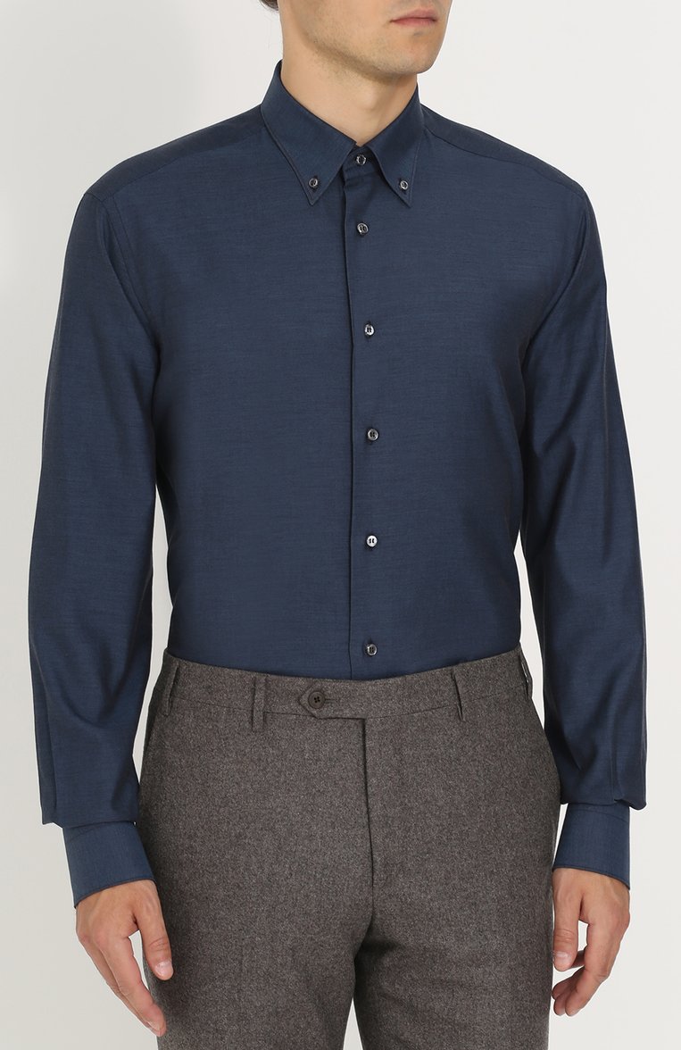 Сорочка из смеси хлопка и кашемира с воротником button down BRIONI, арт. RCL8/0602I, фото 3