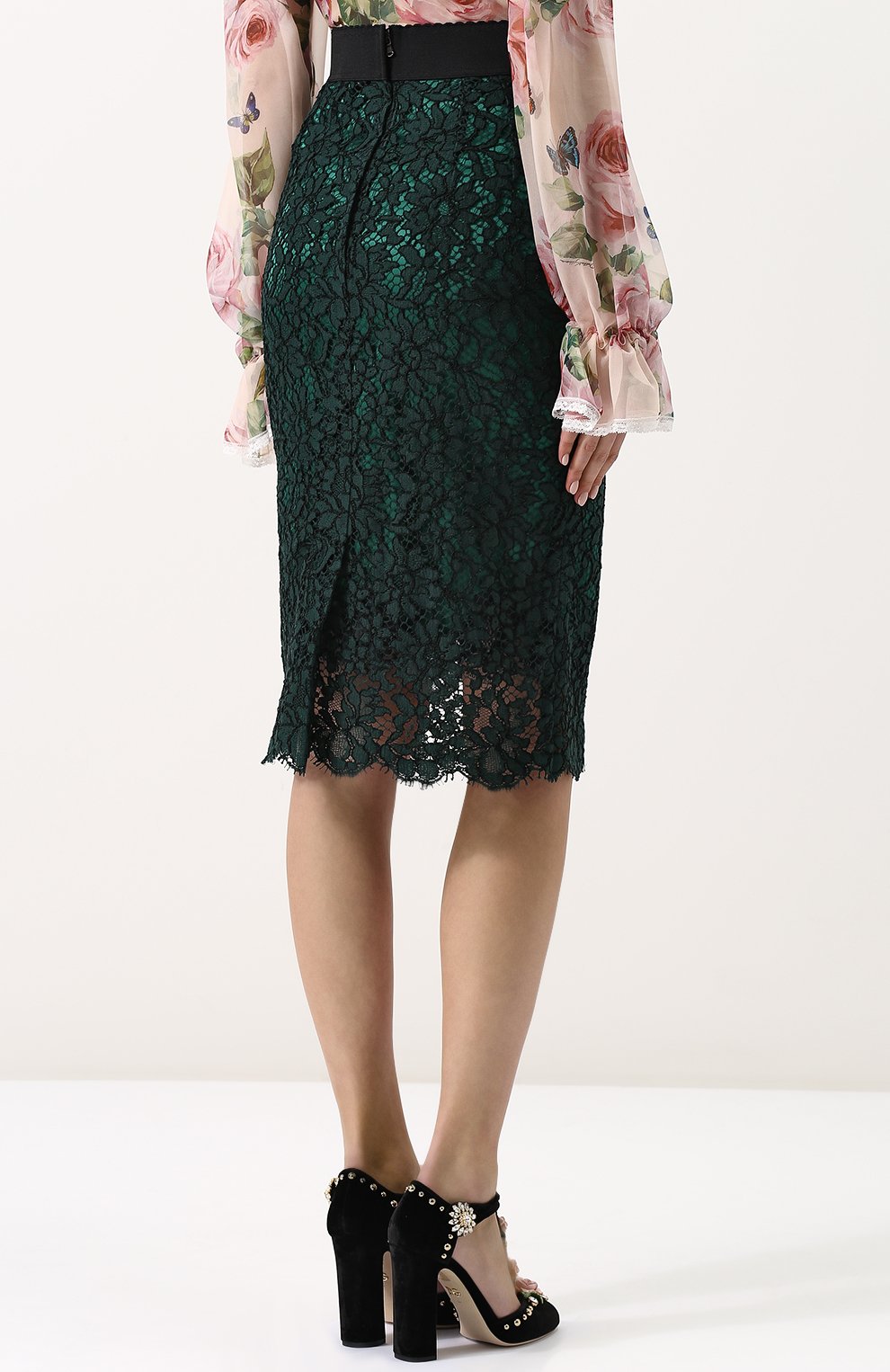 Кружевная юбка-миди с широким поясом DOLCE & GABBANA, арт. F4A2PT/HLMCL, фото 4