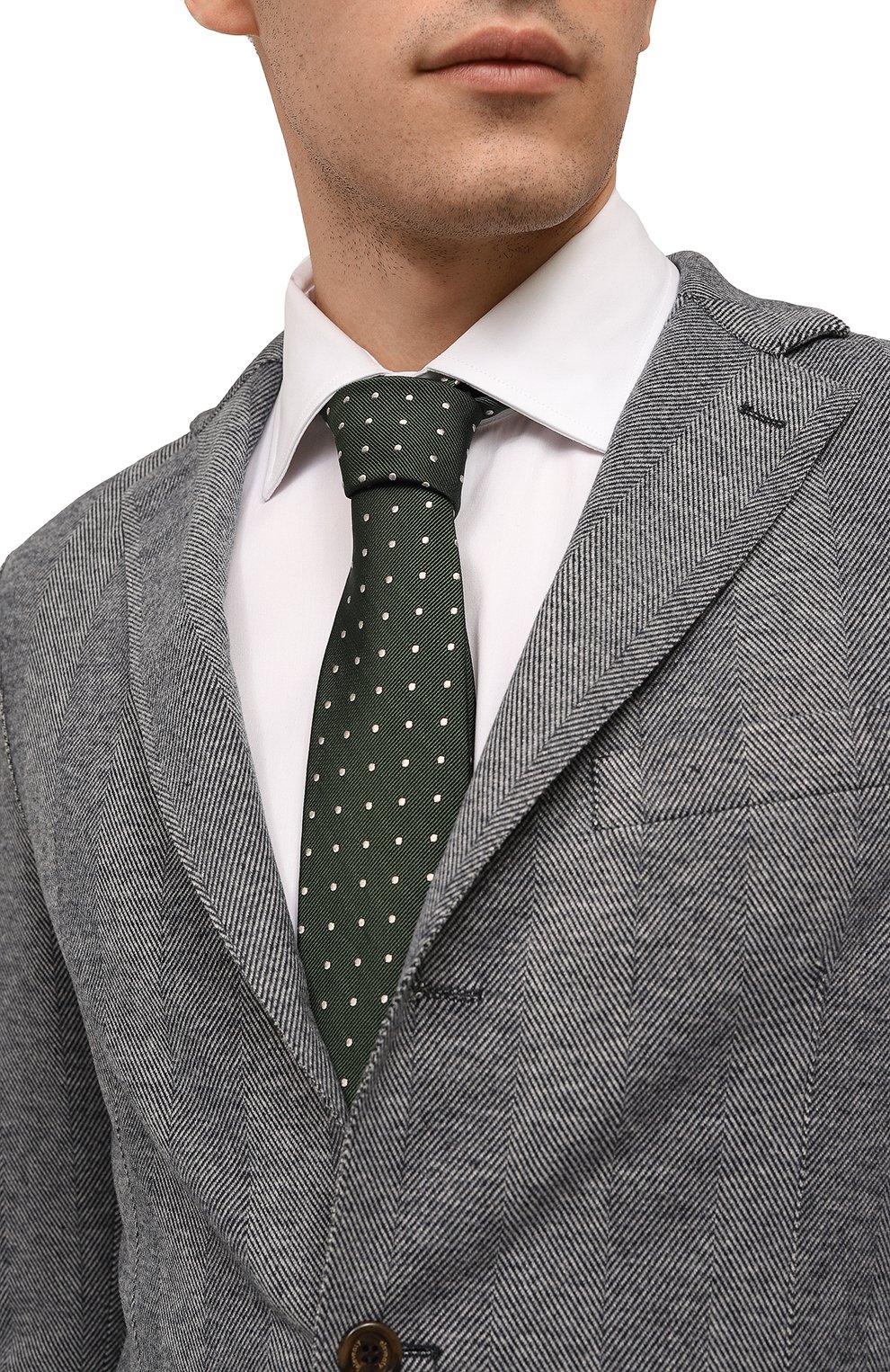 Галстук из шелка и хлопка ALTEA зеленого цвета по цене 11200 руб., арт. 2321224, фото 2 Галстук из шелка и хлопка ALTEA, арт. 2321224, фото 2