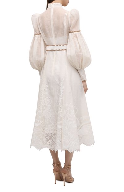Платье изо льна и шелка ZIMMERMANN белого цвета по цене 299500 руб., арт. 3308DP0S, фото 4 Платье изо льна и шелка ZIMMERMANN, арт. 3308DP0S, фото 4