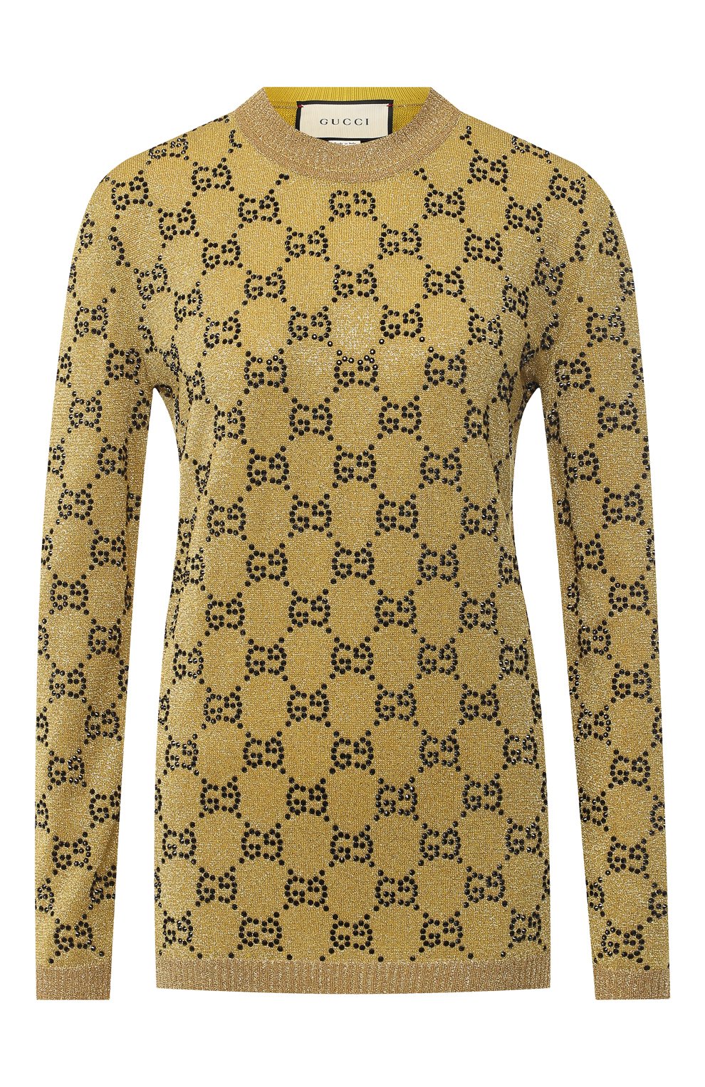 Шерстяной пуловер GUCCI золотого цвета по цене 230400 руб., арт. 555039/XKAHX, фото 1 Шерстяной пуловер GUCCI, арт. 555039/XKAHX, фото 1