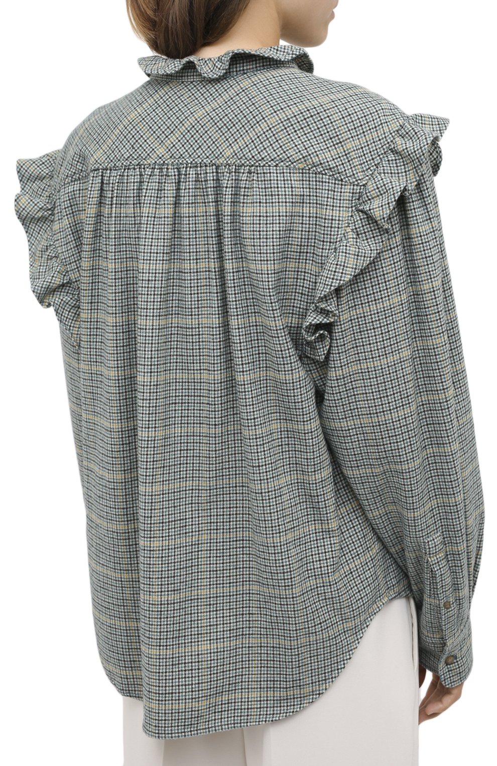 Блузка из хлопка и шерсти ISABEL MARANT ETOILE зеленого цвета по цене 36100 руб., арт. HT1831-20A039E/FL0SSIA, фото 4 Блузка из хлопка и шерсти ISABEL MARANT ETOILE, арт. HT1831-20A039E/FL0SSIA, фото 4