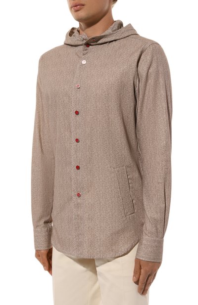 Хлопковая рубашка KITON бежевого цвета по цене 59950 руб., арт. UMCMARH0908603, фото 3 Хлопковая рубашка KITON, арт. UMCMARH0908603, фото 3