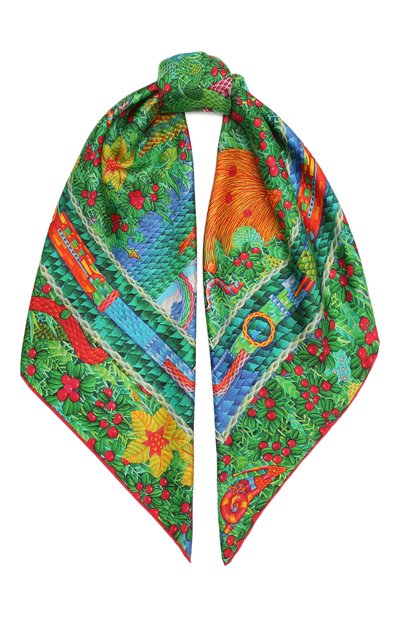 Шелковый платок kalevala KIRILL OVCHINNIKOV зеленого цвета по цене 23100 руб., арт. 90\KLV, фото 1 Шелковый платок kalevala KIRILL OVCHINNIKOV, арт. 90\KLV, фото 1