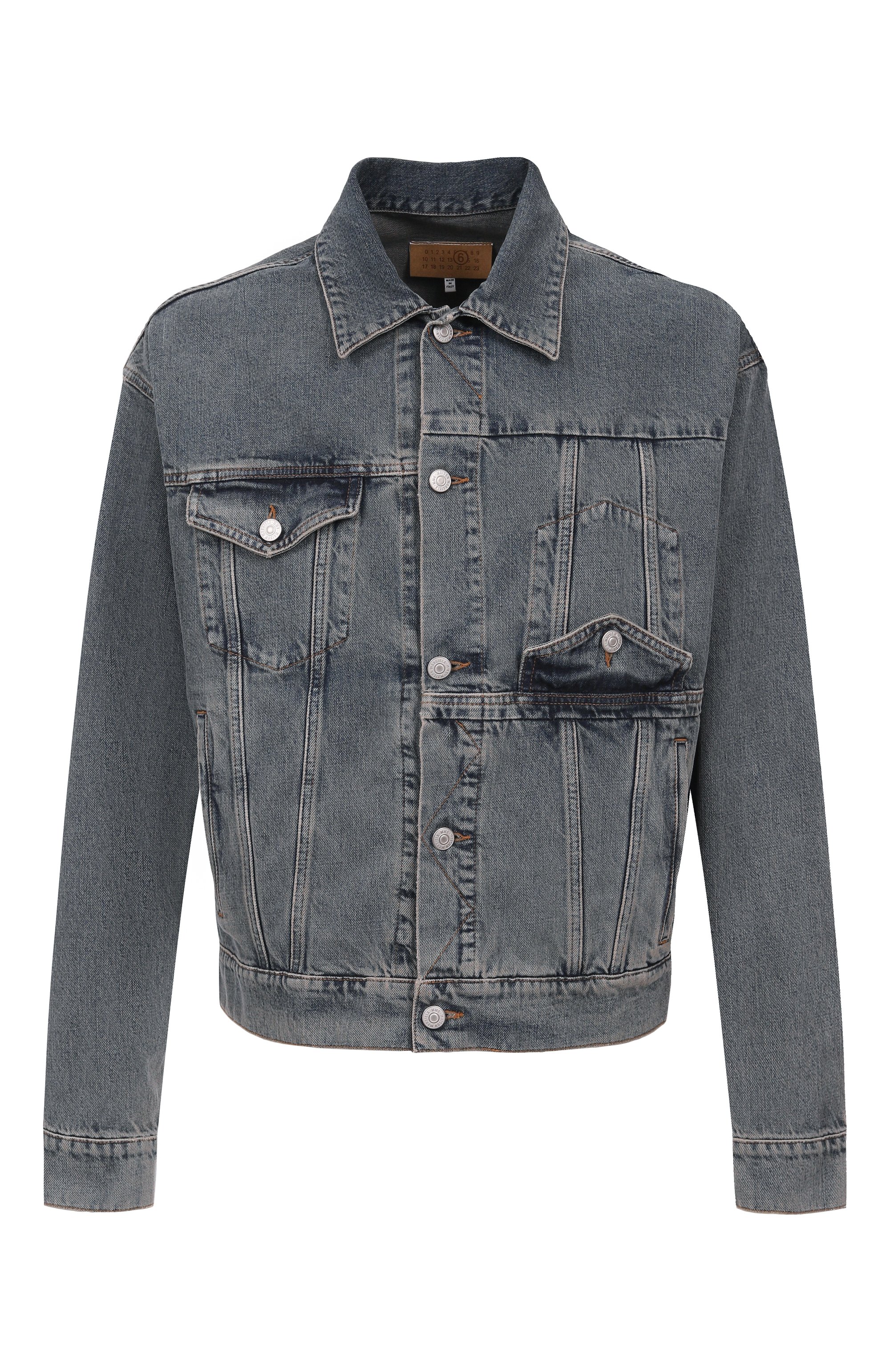 Джинсовая куртка MM6 синего цвета по цене 108000 руб., арт. SH0AM0055/S30844, фото 1 Джинсовая куртка MM6, арт. SH0AM0055/S30844, фото 1