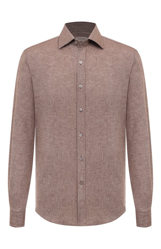 Рубашка из хлопка и льна Paul&Shark 14313102CF Коричневый 14313102CF