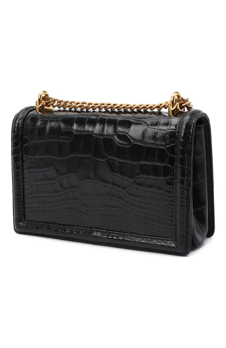 Женск�ая сумка devotion из кожи аллигатора DOLCE & GABBANA черного цвета, арт. BB6652/B2DE5/AMIS | Фото 3 (Ремень/цепочка: На ремешке; Размер: small; Сумки-технические: Сумки через плечо; Материал: Экзотическая кожа)