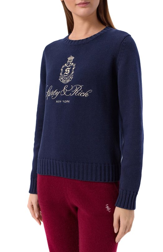Хлопковый пуловер Sporty and Rich WS06566205BL106 Синий  WS06566205BL106 Фото 3