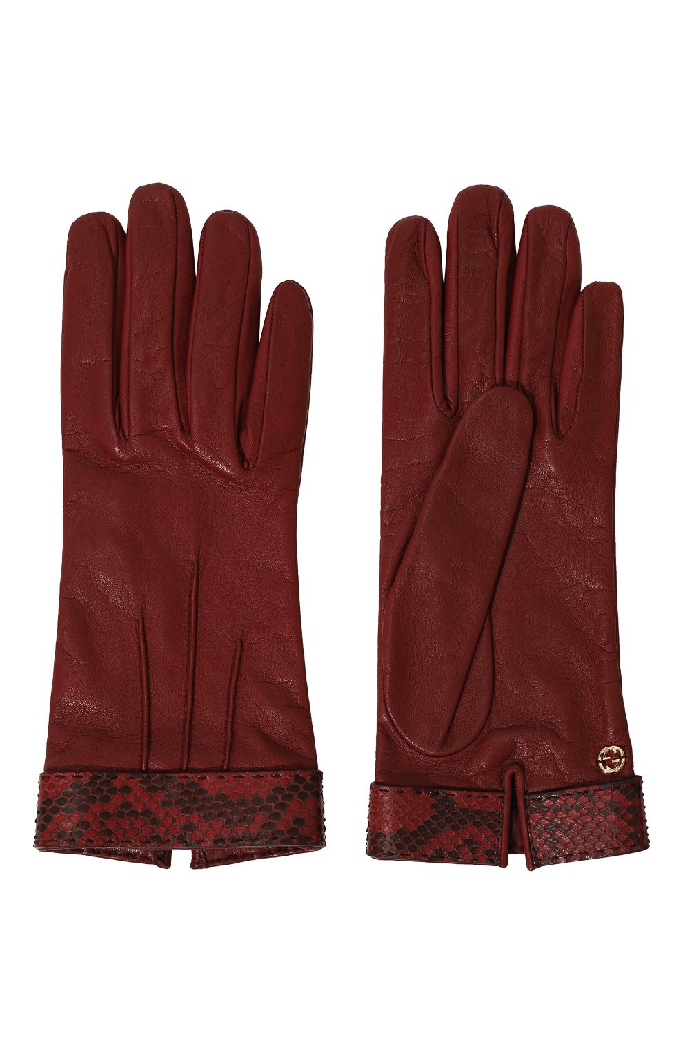 Кожаные перчатки GUCCI бордового цвета по цене 33480 руб., арт. 387586 BN0CG, фото 2 Кожаные перчатки GUCCI, арт. 387586 BN0CG, фото 2