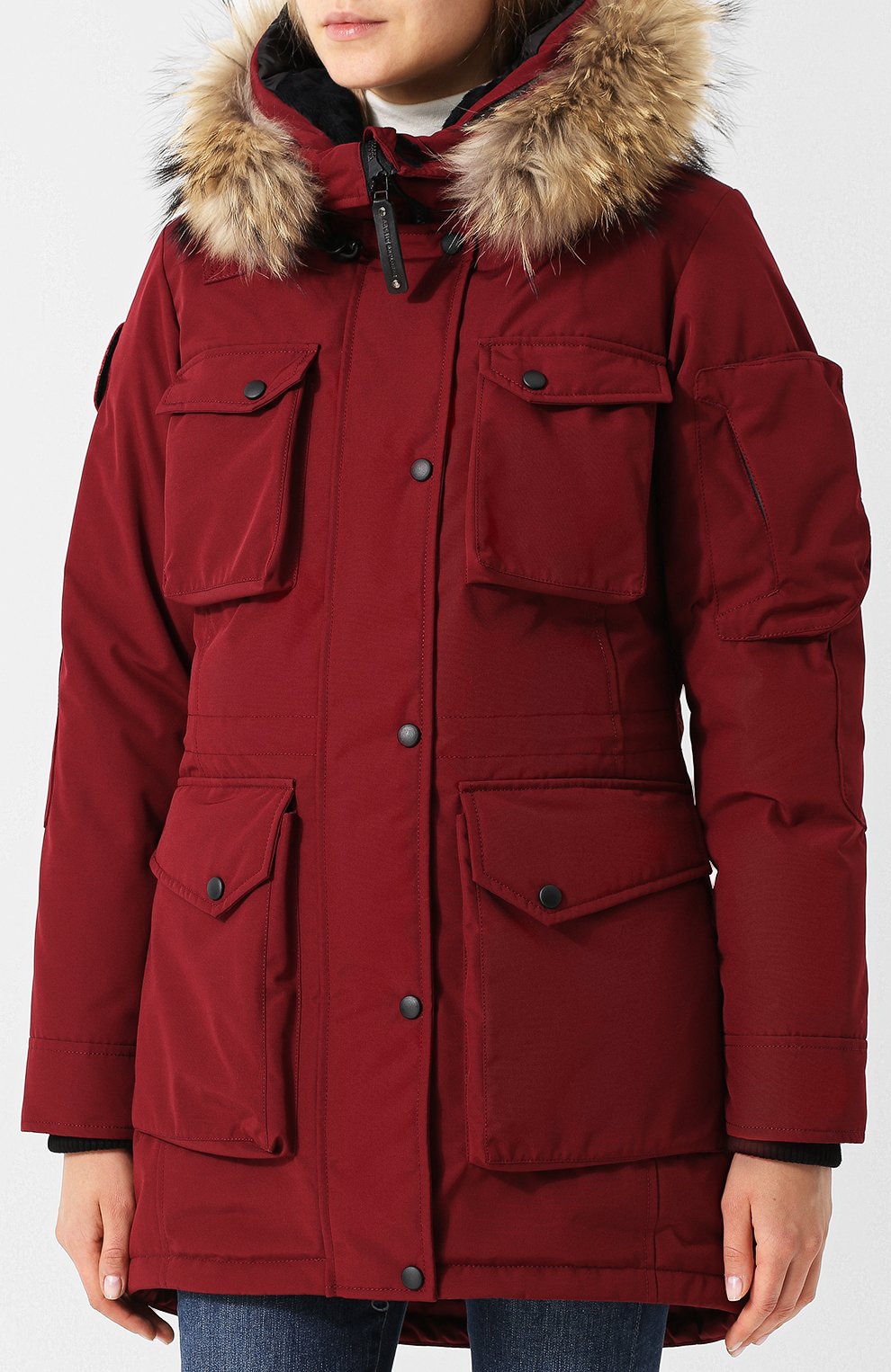 Пуховик с накладными ка рманами и меховой отделкой ARCTIC EXPLORER, арт. UMI_WINE, фото 3