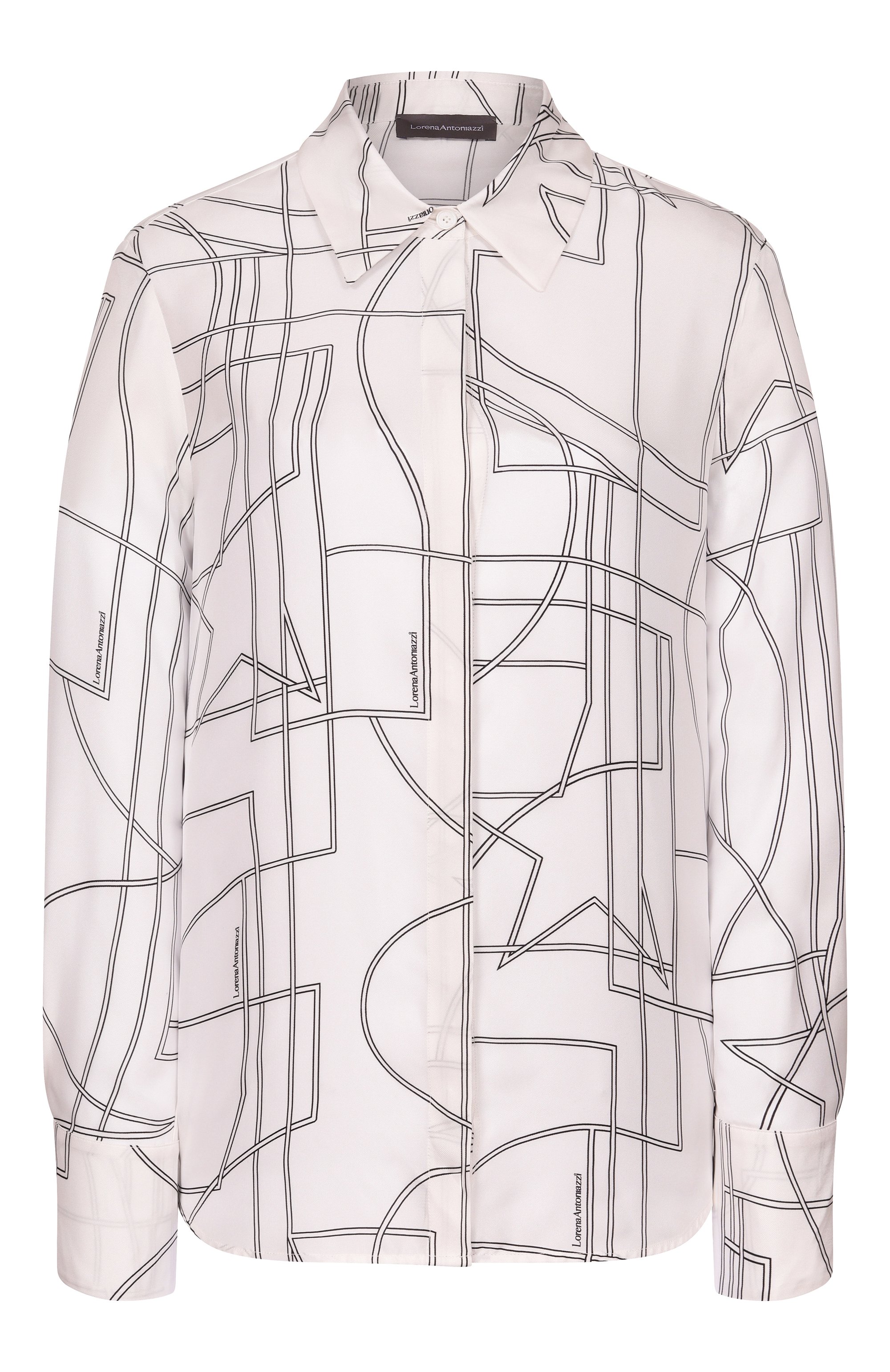 Шелковая рубашка LORENA ANTONIAZZI белого цвета по цене 89600 руб., арт. E2649CA35A/5300, фото 1 Шелковая рубашка LORENA ANTONIAZZI, арт. E2649CA35A/5300, фото 1