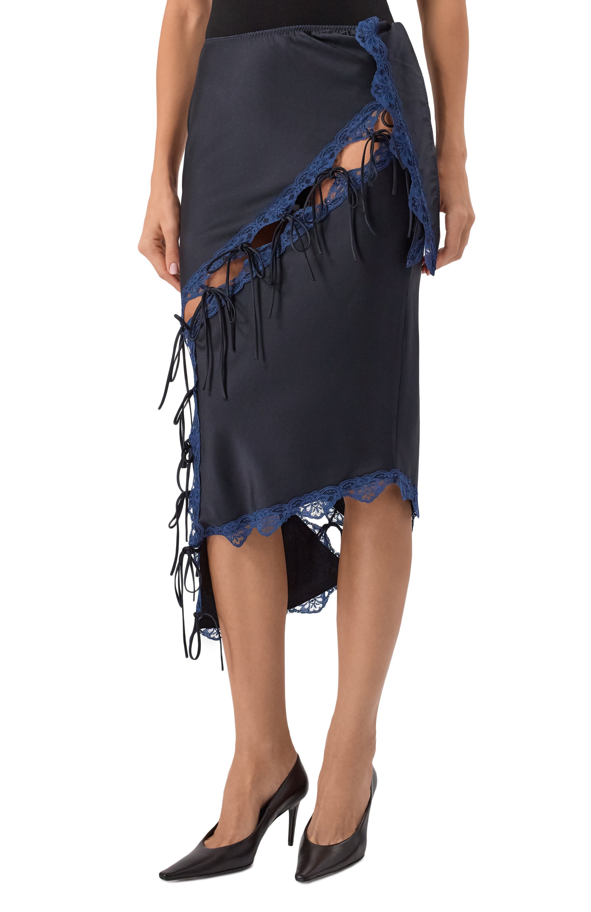 Атласная юбка DANIIL ANTSIFEROV синего цвета по цене 45000 руб., арт. DA_1610, фото 3 Атласная юбка DANIIL ANTSIFEROV, арт. DA_1610, фото 3