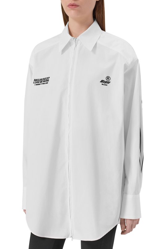 Хлопковая рубашка MSGM 3942MDE05X/257602 Белый  3942MDE05X/257602 Фото 3