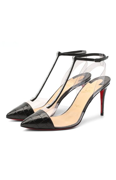 Туфли nosy strass 85 CHRISTIAN LOUBOUTIN, арт. nosy strass 85 pvc/croco lucido/suede, фото 1