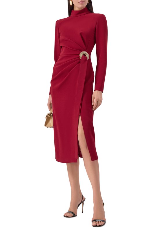 Платье из шелка и вискозы Elie Saab D0777AP25/CD003 Бордовый  D0777AP25/CD003 Фото 2
