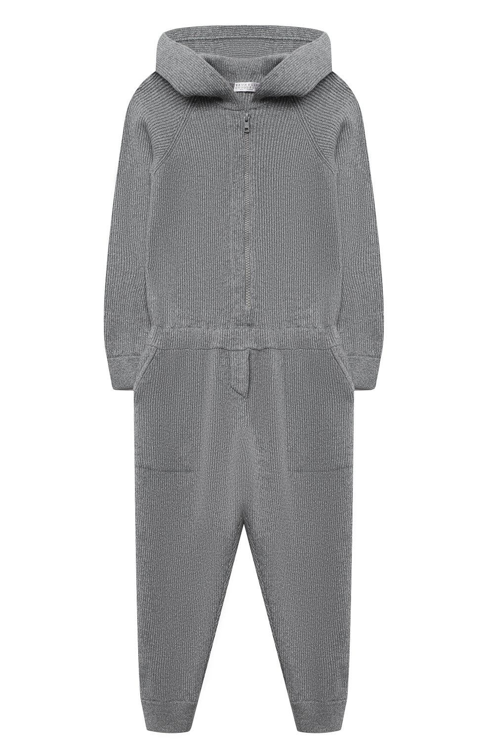 Кашемировый комбинезон BRUNELLO CUCINELLI серебряного цвета по цене 137500 руб., арт. B6TM14699B, фото 1 Кашемировый комбинезон BRUNELLO CUCINELLI, арт. B6TM14699B, фото 1