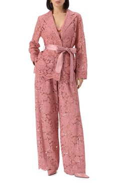 Женская блузка DOLCE & GABBANA розового цвета, арт. F5R56T/HLM7L | Фото 2 (Материал внешний: Хлопок, Вискоза; Длина (для топов): Удлиненные; Рукава: Длинные; Кросс-КТ: костюм; Стили: Романтичный; Женское Кросс-КТ: Блуза-одежда; Принт: Без принта; Автоматизация ТО: Проставлено; Размерность: Идёт в размер; Автоматизация состава: Проставлено)