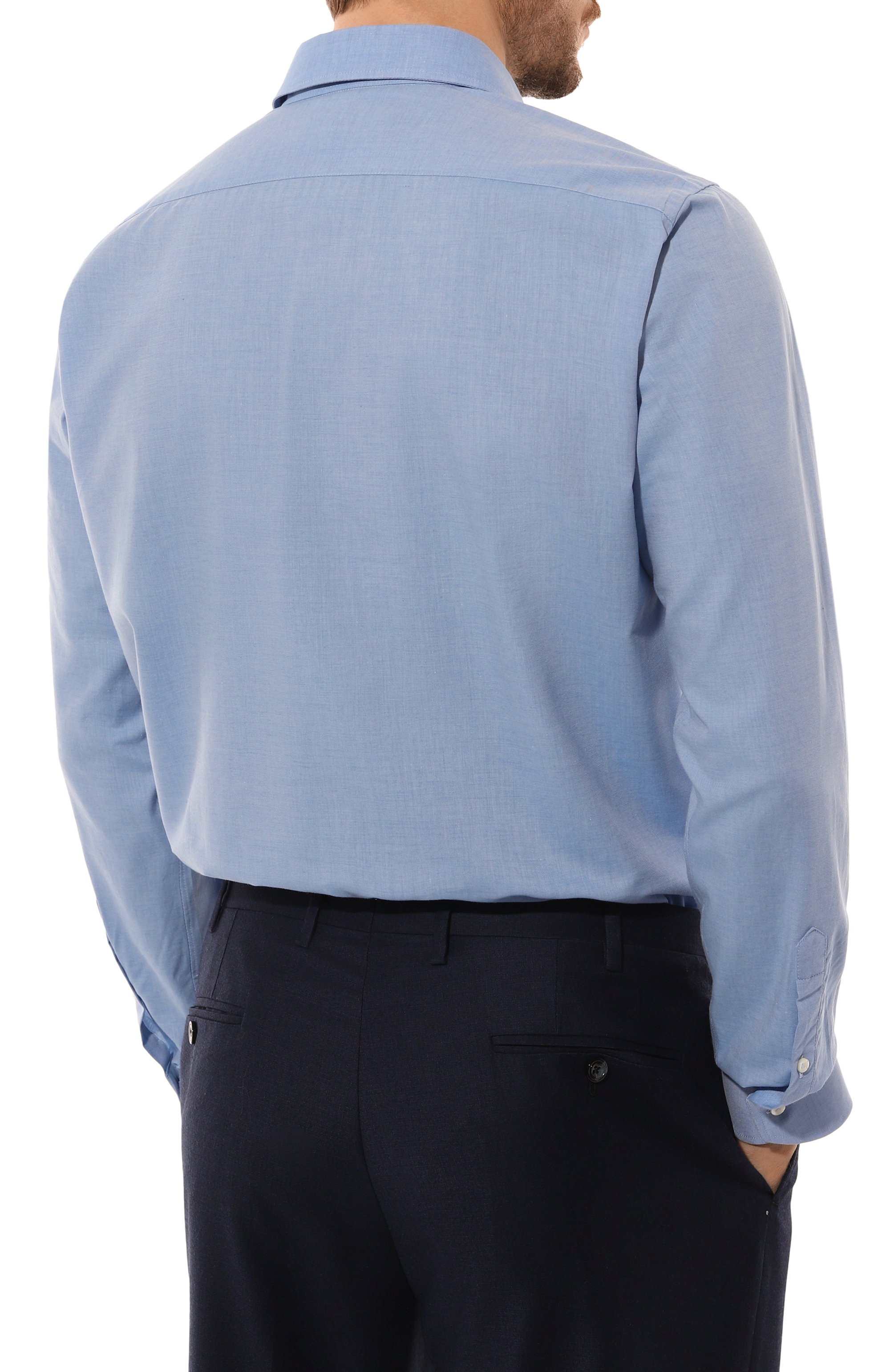 Сорочка из хлопка и кашемира CANALI голубого цвета по цене 46500 руб., арт. CCL7018/GD03310, фото 4 Сорочка из хлопка и кашемира CANALI, арт. CCL7018/GD03310, фото 4