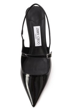 Женские кожаные туфли didi 45 JIMMY CHOO черн�ого цвета, арт. DIDI 45/PAT | Фото 6 (Драгоценные камни: Проставлено; Подошва: Плоская; Материал внутренний: Натуральная кожа; Материал сплава: Проставлено; Каблук высота: Средний; Материал внешний: Натуральная кожа; Каблук тип: Kitten heel; Женское Кросс-КТ: Слингбэки)