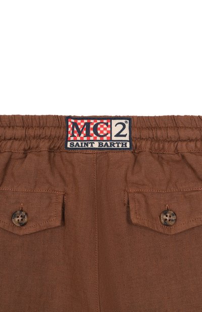 Льняные брюки MC2 SAINT BARTH коричневого цвета по цене 17150 руб., арт. CAA0002-00121L/CALAIS JR, фото 3 Льняные брюки MC2 SAINT BARTH, арт. CAA0002-00121L/CALAIS JR, фото 3