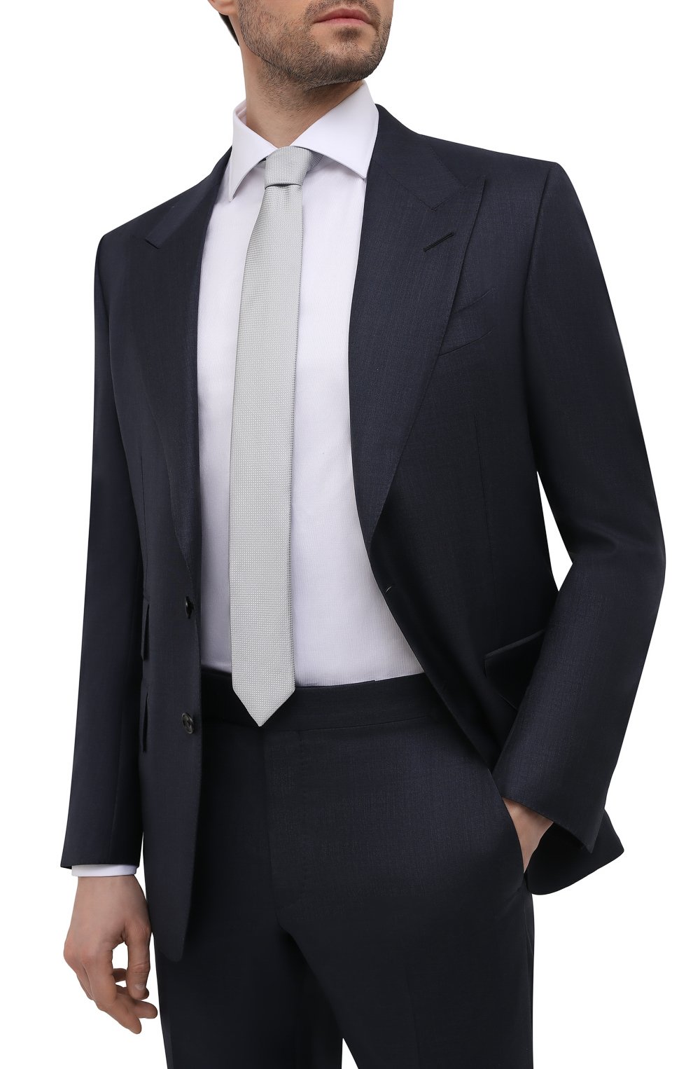 Шелковый галстук DOLCE & GABBANA светло-серого цвета по цене 19100 руб., арт. GT149E/G0JLY, фото 2 Шелковый галстук DOLCE & GABBANA, арт. GT149E/G0JLY, фото 2