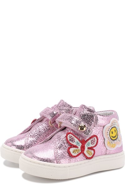 Кожаные кеды с металлизированной отделкой и аппликациями MISSOURI, арт. 4514/18-26, фото 1