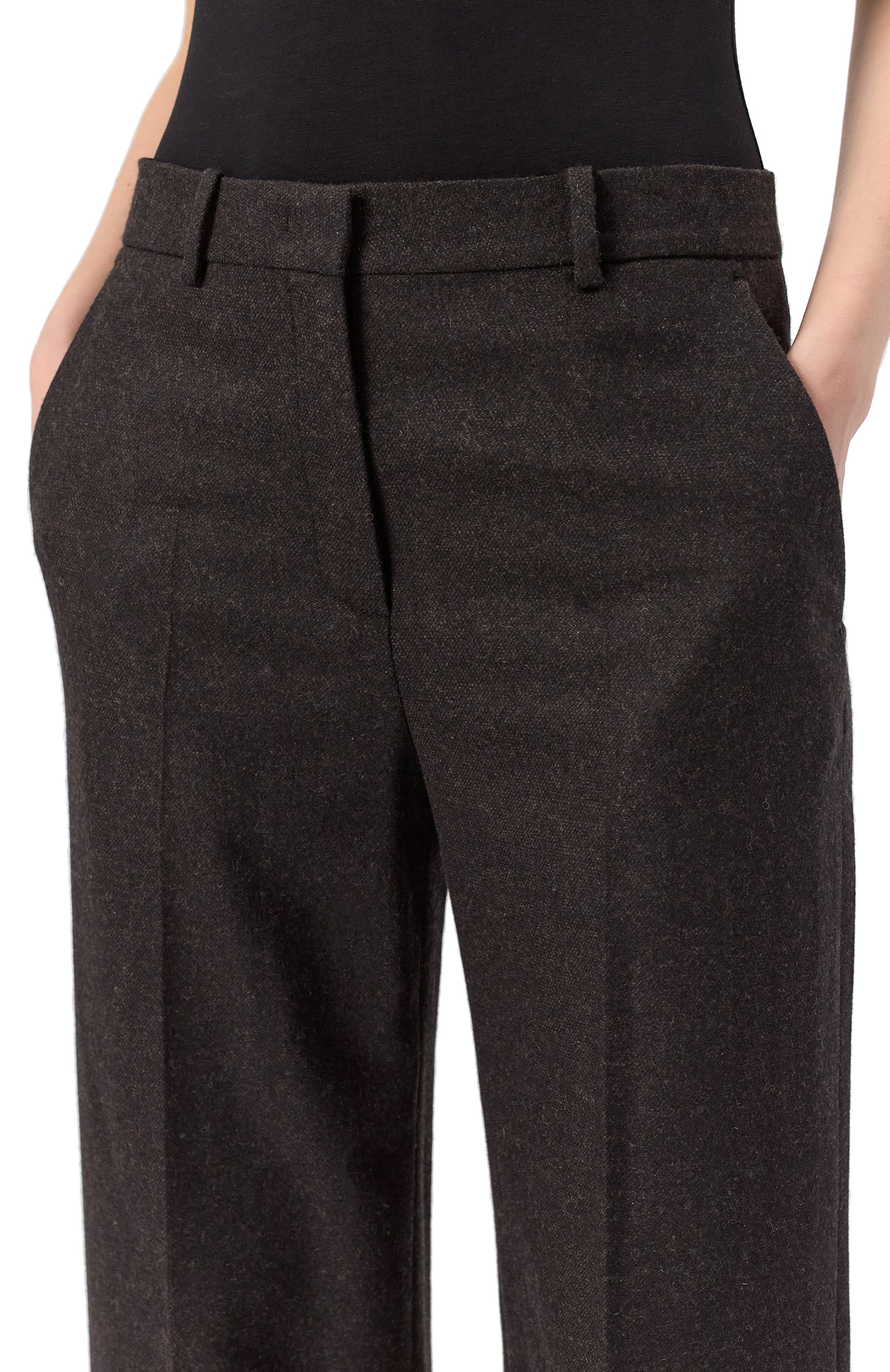 Брюки из шерсти и кашемира JUUN.J темно-коричневого цвета по цене 57950 руб., арт. JW4921W53, фото 5 Брюки из шерсти и кашемира JUUN.J, арт. JW4921W53, фото 5