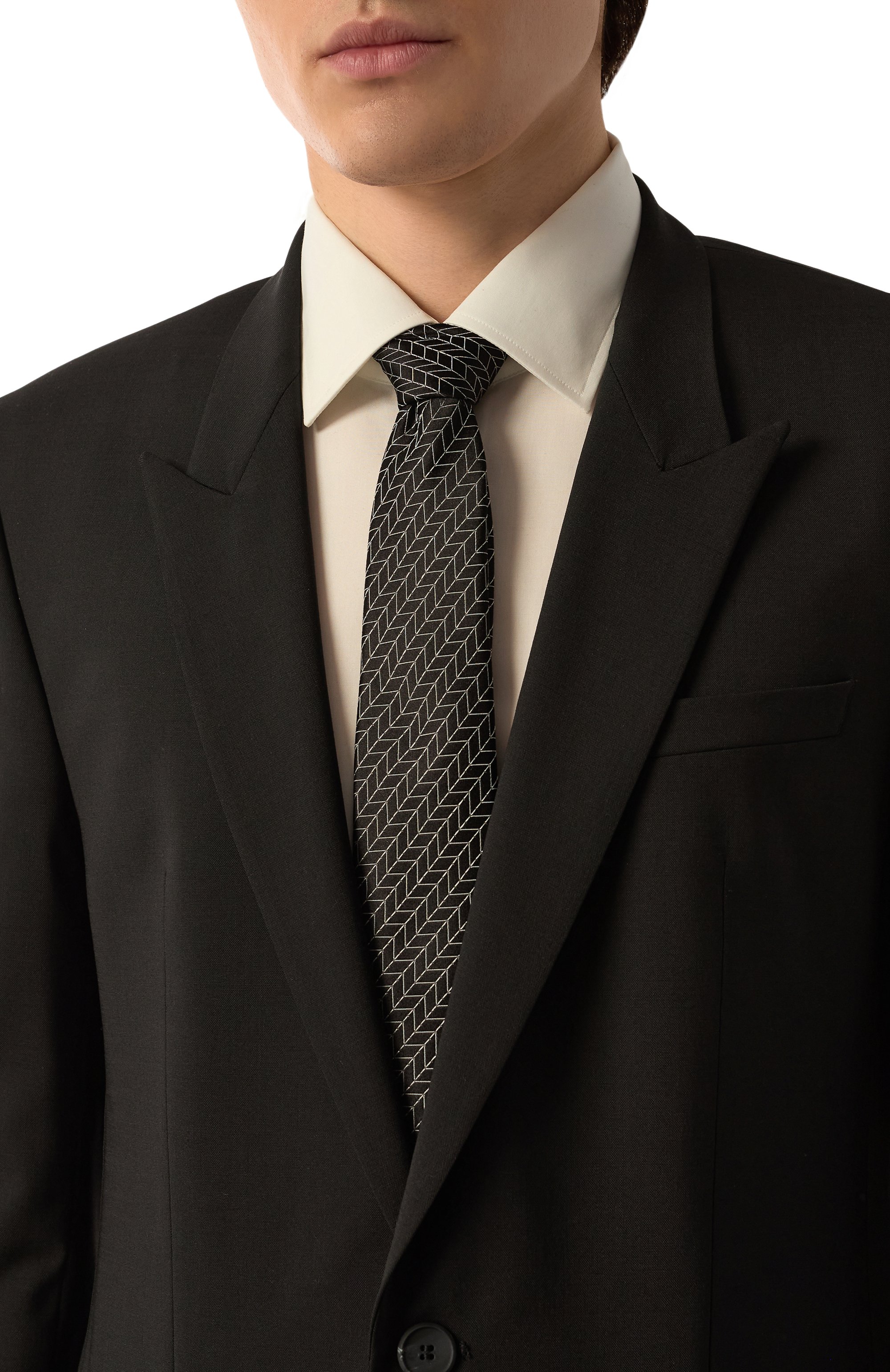 Шелковый галстук GIORGIO ARMANI черного цвета по цене 21600 руб., арт. GM000800/TE13680, фото 2 Шелковый галстук GIORGIO ARMANI, арт. GM000800/TE13680, фото 2