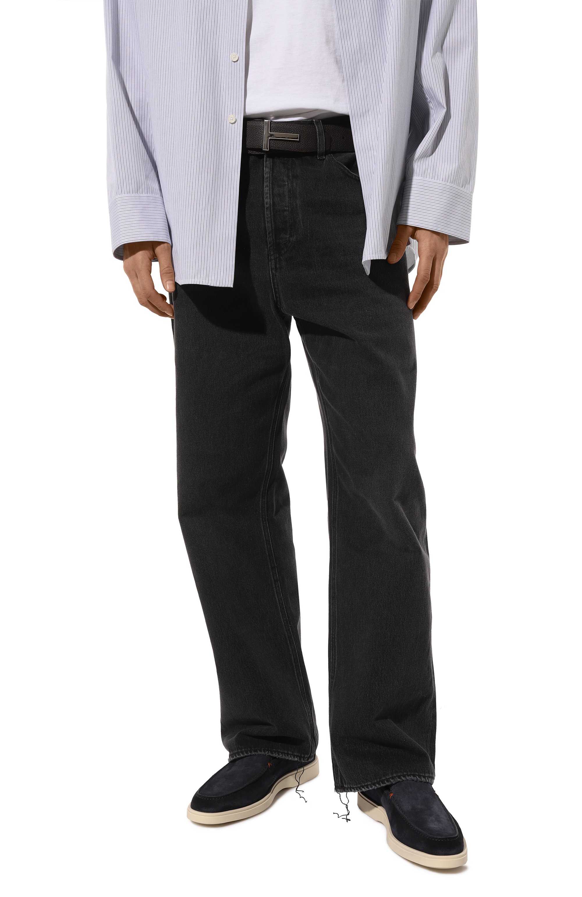 Замшевые лоферы detroit SANTONI темно-синего цвета по цене 59950 руб., арт. MGDG17824TICBSH6, фото 3 Замшевые лоферы detroit SANTONI, арт. MGDG17824TICBSH6, фото 3