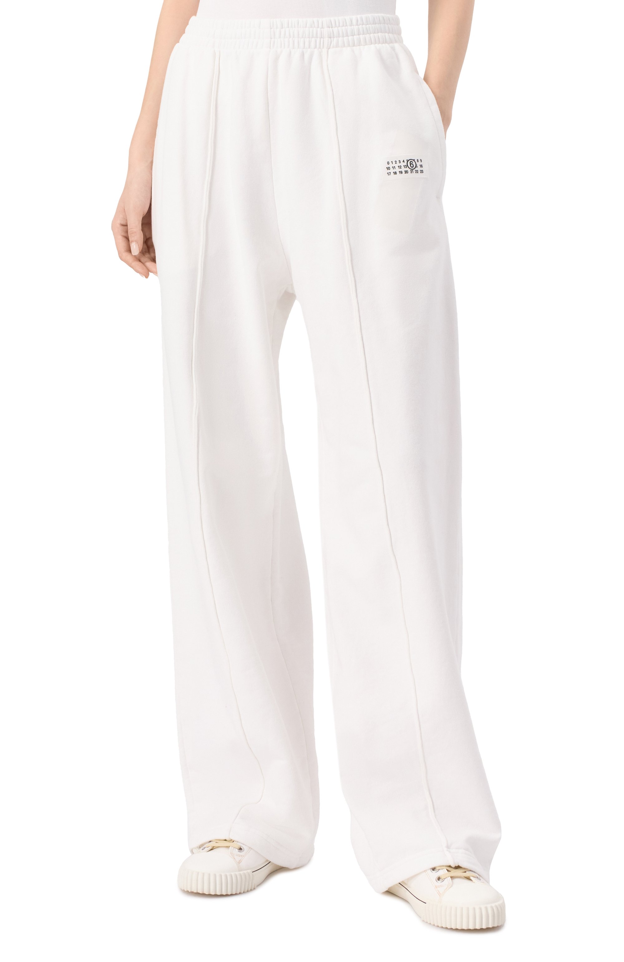 Хлопковые брюки MM6 белого цвета по цене 61550 руб., арт. S52KA0528/M25014, фото 3 Хлопковые брюки MM6, арт. S52KA0528/M25014, фото 3