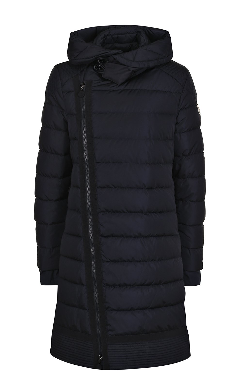 Стеганый пуховик с косой молнией и капюшоном MONCLER, арт. C2-093-49315-85-54155, фото 1