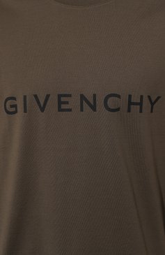 Мужская хлопковая футболка GIVENCHY хаки цвета, арт. BM716N3YAC | Фото 5 (Рукава: Короткие; Принт: С принтом; Длина (для топов): Удлиненные; Материал сплава: Проставлено; Стили: Милитари; Материал внешний: Хлопок; Драгоценные камни: Проставлено)