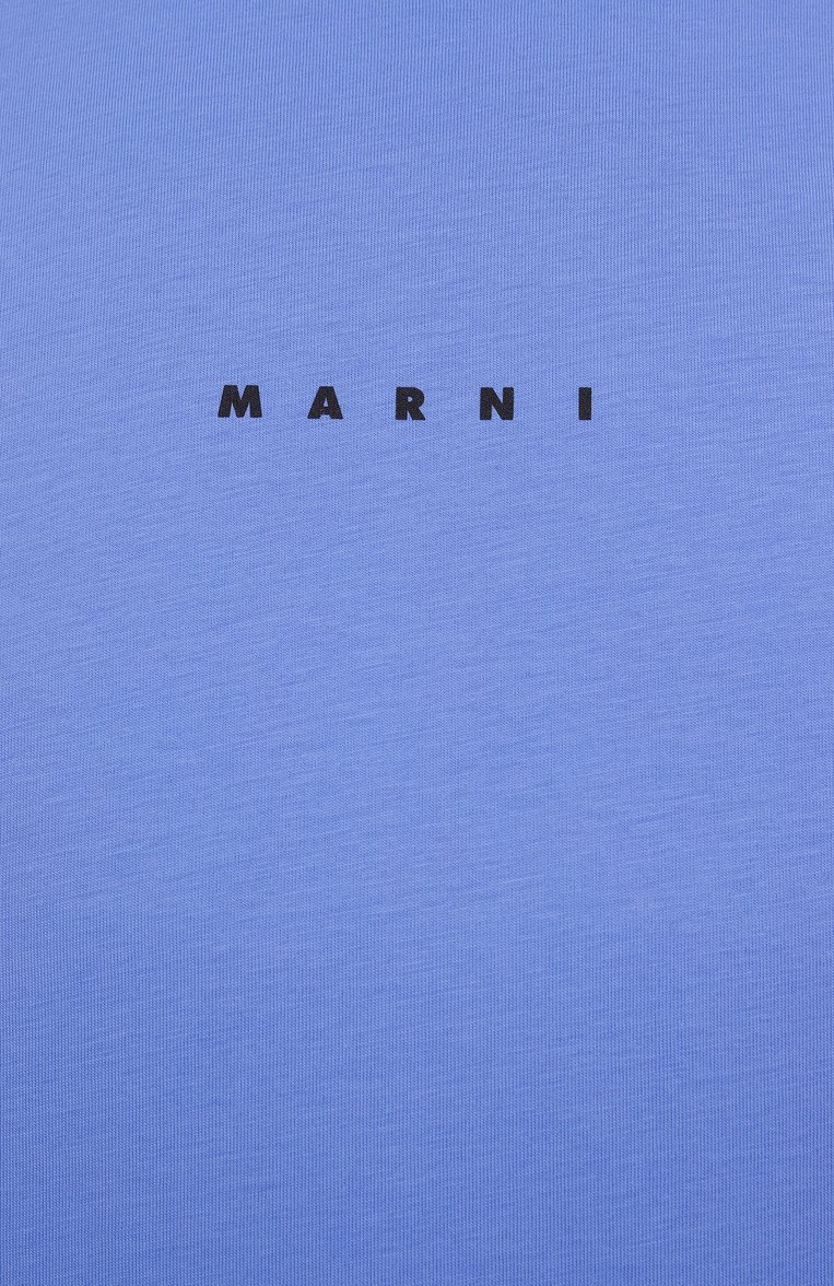 Мужская хлопковая футболка MARNI голубого цвета, арт. HUMU0223P1/USCS87 | Фото 6 (Длина (для топов): Стандартные; Материал внешний: Хлопок; Стили: Кэжуэл; Принт: Без принта; Мужское Кросс-КТ: Футболка-одежда; Кросс-КТ: Джерси; Авто�матизация состава: Проставлено; Детали: Декор; Автоматизация ТО: Проставлено; Рукава: Короткие)