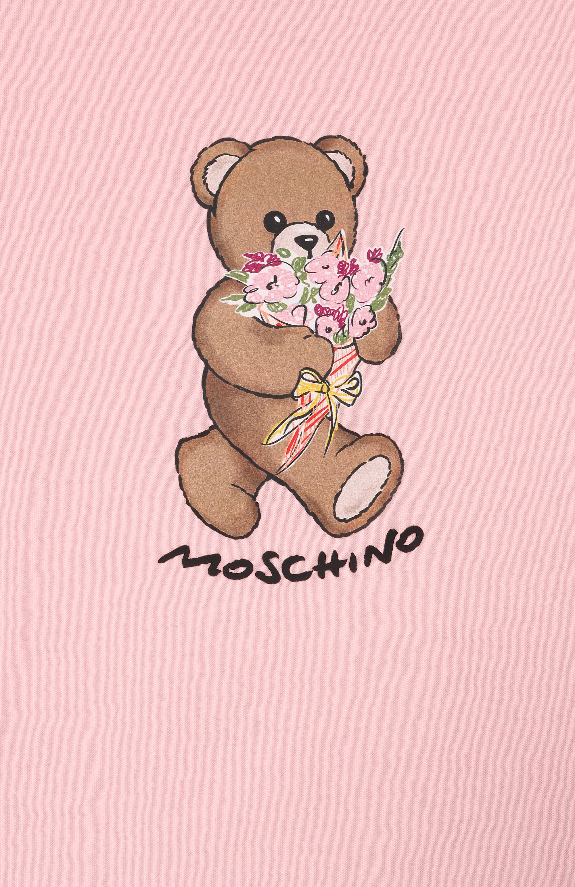 Хлопковая футболка MOSCHINO светло-розового цвета по цене 10850 руб., арт. HGM06K/LAA02, фото 3 Хлопковая футболка MOSCHINO, арт. HGM06K/LAA02, фото 3