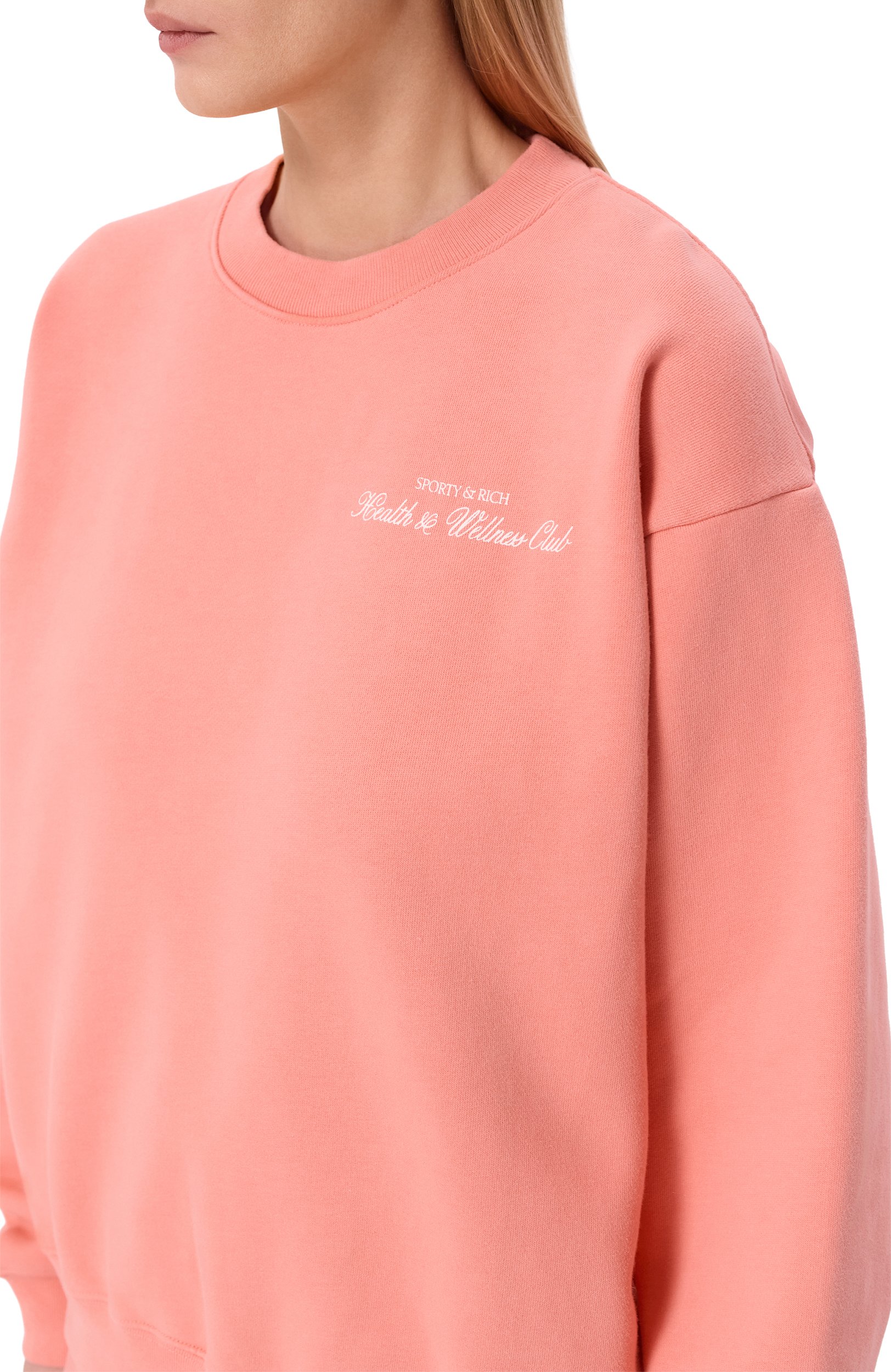 Хлопковый свитшот SPORTY AND RICH кораллового цвета по цене 29300 руб., арт. ST098712234PI22, фото 5 Хлопковый свитшот SPORTY AND RICH, арт. ST098712234PI22, фото 5