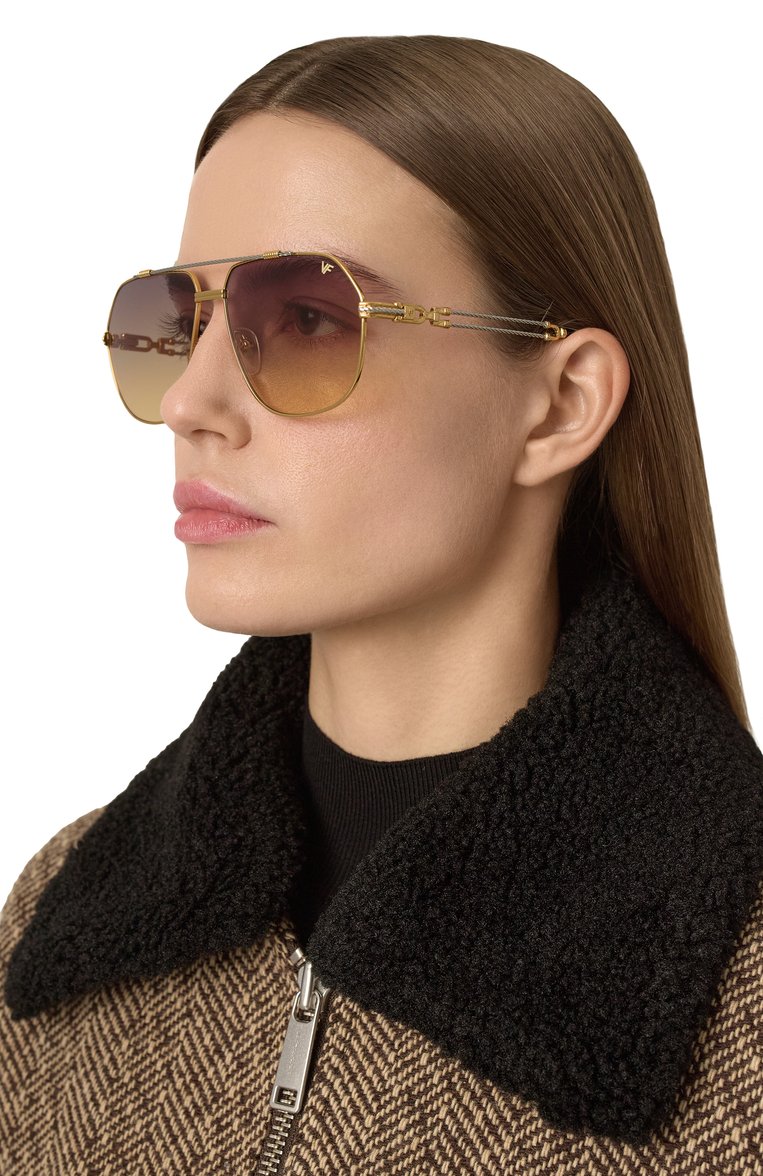 Женские солнцезащитные очки VINTAGE FRAMES золотого цвета, арт. B0SS D0UBLE R0PE 18KT TW0-T0NE G0LD/C0NCRETE | Фото 3 (Нос: Не проставлено; Региональные ограничения белый список (Axapta Mercury): Не проставлено; Тип очков: С/з; Материал: Металл; Кросс-КТ: С/з-унисекс; Очки форма: Авиаторы; Оптика Гендер: оптика-унисекс)