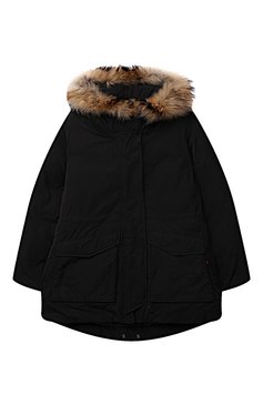 Детская пуховая парка WOOLRICH черного цвета, арт. CFWK0U0113FR/UT0573 | Фото 1 (Кросс-КТ: Зима; Девочки Кросс-КТ: Пуховик-верхняя одежда, Парка-верхняя одежда; Рукава: Длинные; Материал внешний: Синтетический материал; Материал сплава: Проставлено; Драгоценные камни: Проставлено; Материал утеплителя: Пух и перо; Ростовка одежда: 10 - 11 лет | 140 - 146см, 12 лет | 152 см)