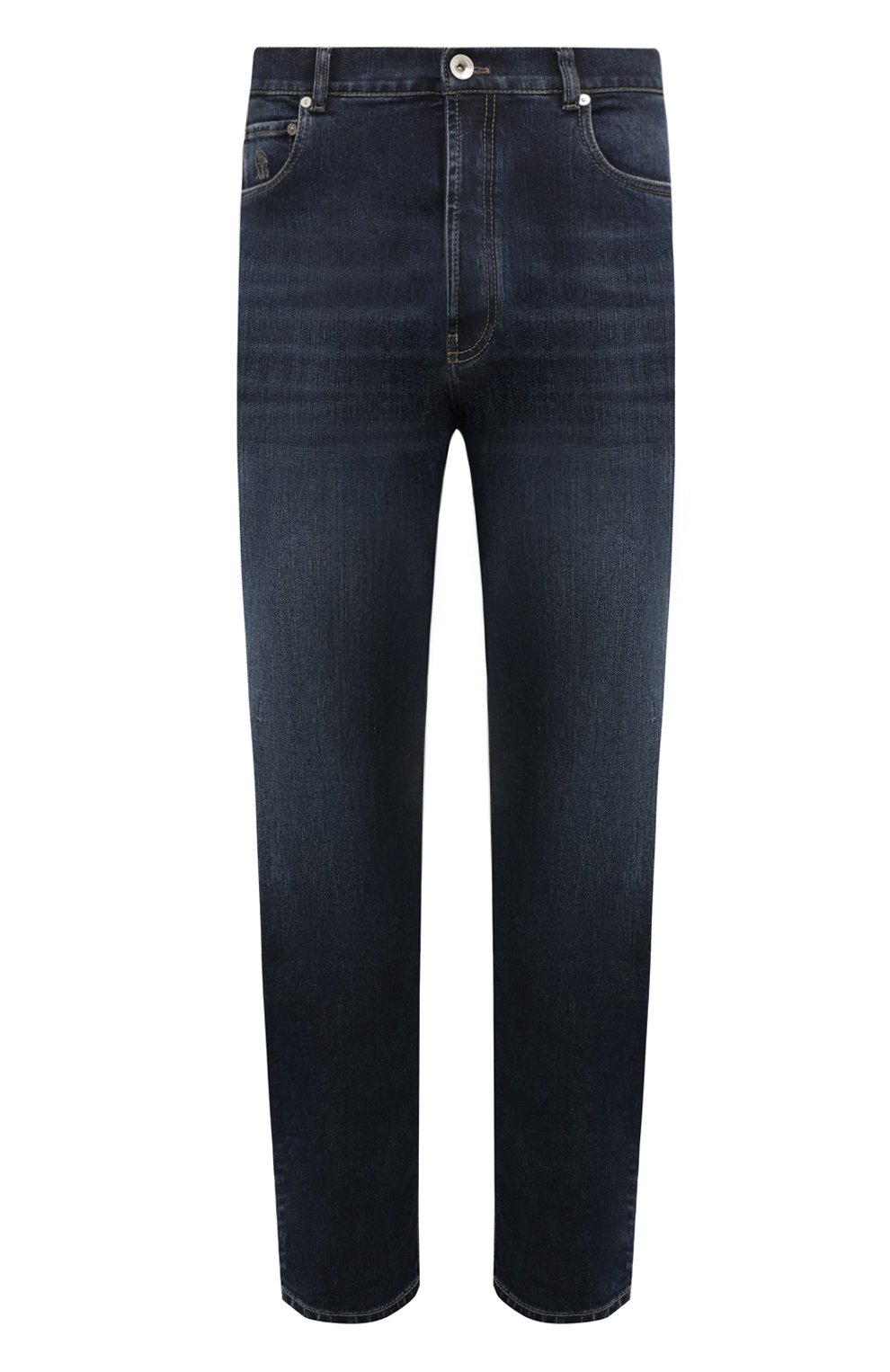 Джинсы iconic fit BRUNELLO CUCINELLI темно-синего цвета по цене 94250 руб., арт. M283P01090, фото 1 Джинсы iconic fit BRUNELLO CUCINELLI, арт. M283P01090, фото 1