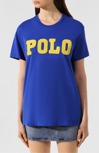 Хлопковая футболка POLO RALPH LAUREN синего цвета по цене 17800 руб., арт. 211763498, фото 3 Хлопковая футболка POLO RALPH LAUREN, арт. 211763498, фото 3
