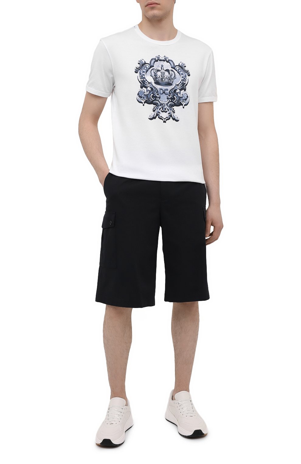 Хлопковая футболка DOLCE & GABBANA белого цвета по цене 42250 руб., арт. G8JX7T/FI76F, фото 2 Хлопковая футболка DOLCE & GABBANA, арт. G8JX7T/FI76F, фото 2