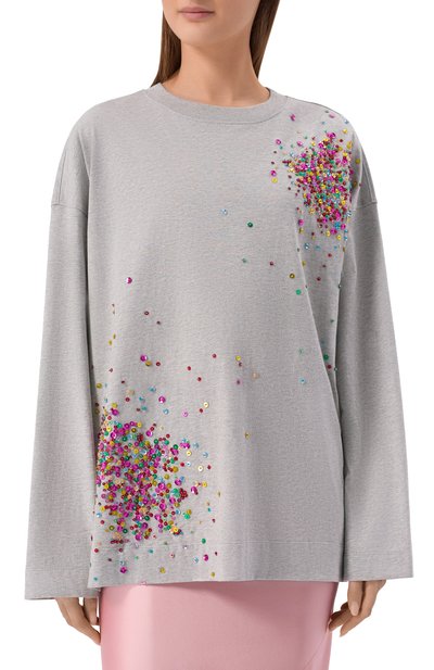 Хлопковый лонгслив с отделкой пайетками DRIES VAN NOTEN, арт. 131119/3603, фото 3