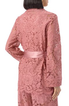 Женская блузка DOLCE & GABBANA розового цвета, арт. F5R56T/HLM7L | Фото 4 (Материал внешний: Хлопок, Вискоза; Длина (для топов): Удлиненные; Рукава: Длинные; Кросс-КТ: костюм; Стили: Романтичный; Женское Кросс-КТ: Блуза-одежда; Принт: Без принта; Автоматизация ТО: Проставлено; Размерность: Идёт в размер; Автоматизация состава: Проставлено)