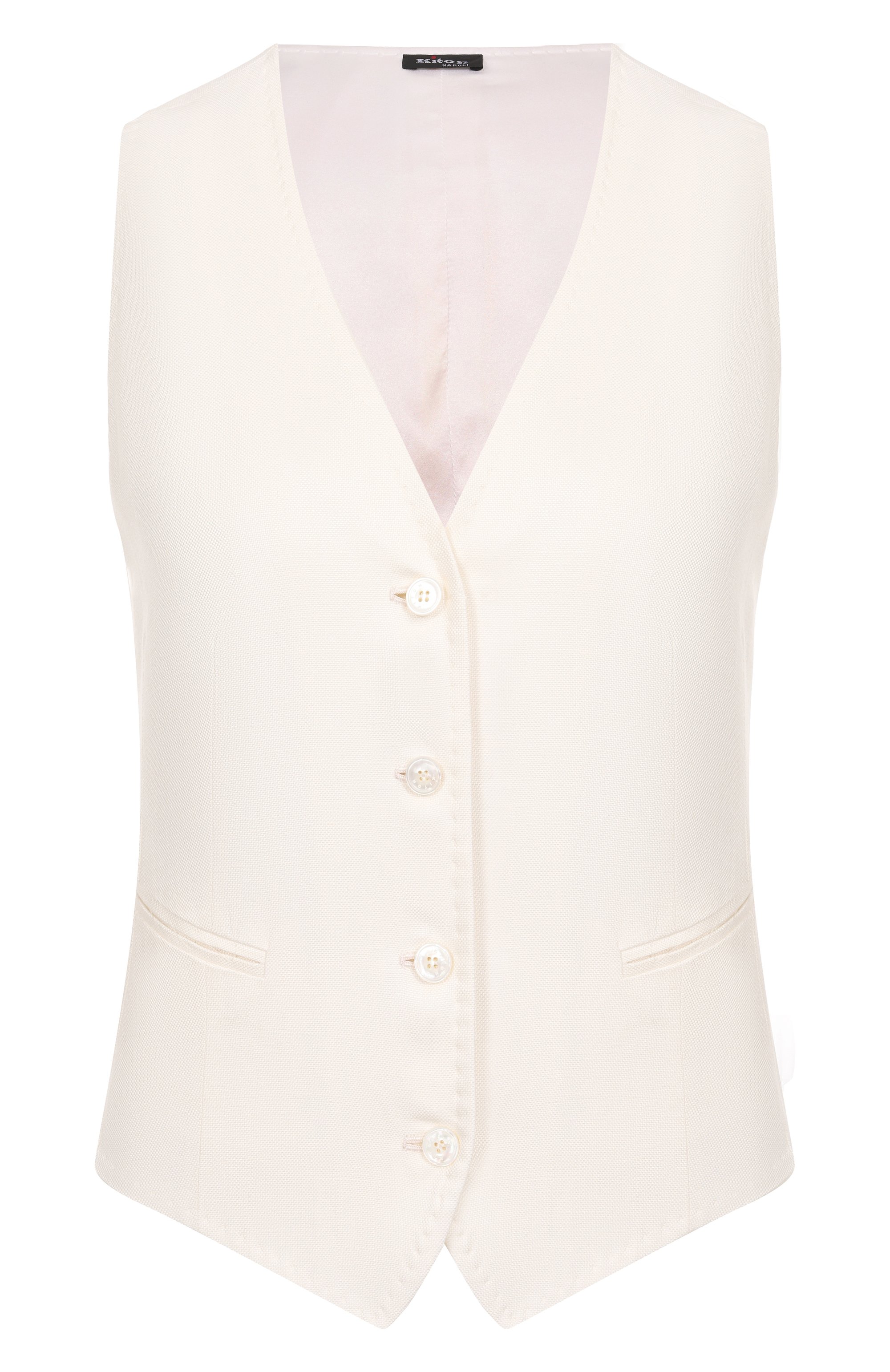 Жилет из вискозы KITON белого цвета по цене 108500 руб., арт. D47456K0919B01, фото 1 Жилет из вискозы KITON, арт. D47456K0919B01, фото 1