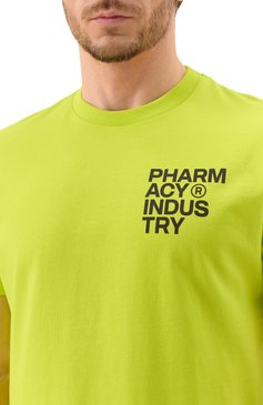 Мужская хлопковая футболка PHARMACY INDUSTRY салатового цвета, арт. PHABM00206 | Фото 5 (Длина (для топов): Стандартные; Рукава: Короткие; Материал внешний: Хлопок; Принт: С принтом; Стили: Гранж; Мужское Кросс-КТ: Футболка-одежда; Кросс-КТ: Джерси)