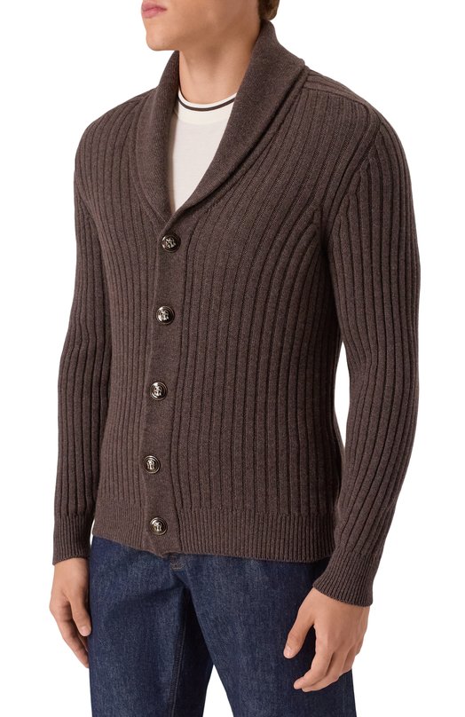 Кашемировый кардиган Brunello Cucinelli M22505506 Коричневый  M22505506 Фото 3