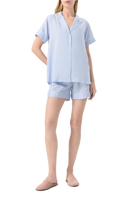 Женская пижама из вискозы и шелка ZIMMERLI голубого цвета, арт. 5149-11102 | Фото 2 (Материал сплава: Проставлено; Нос: Не проставлено; Материал внешний: Вискоза)