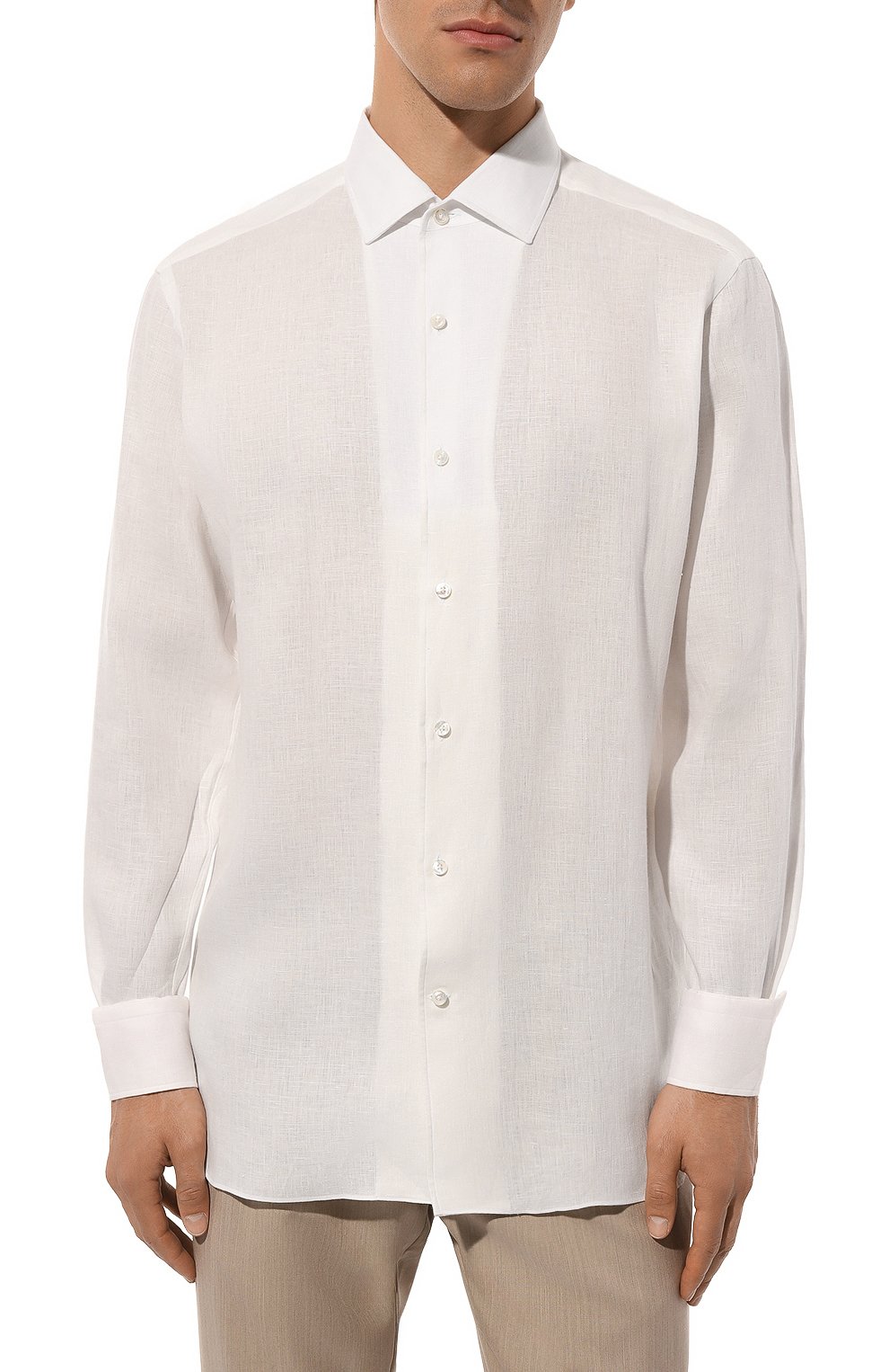 Льняная рубашка ZEGNA белого цвета по цене 79950 руб., арт. UBX30A5/SR03802, фото 3 Льняная рубашка ZEGNA, арт. UBX30A5/SR03802, фото 3